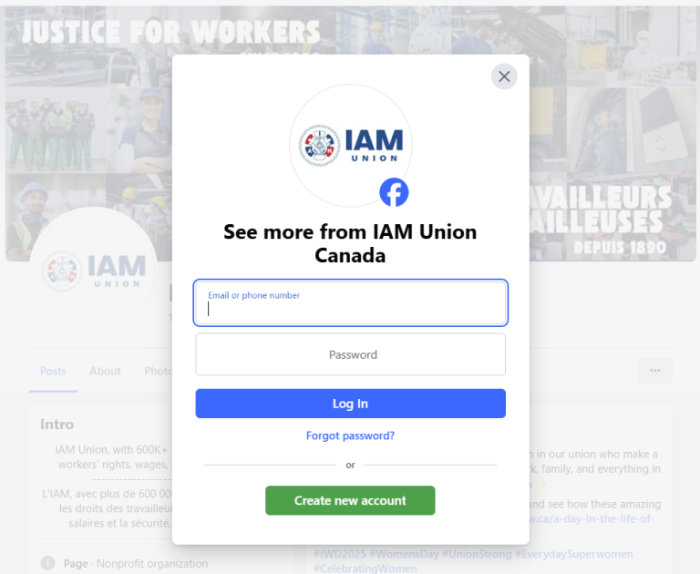 IAM Union Canada launches its official Facebook & LinkedIn pages